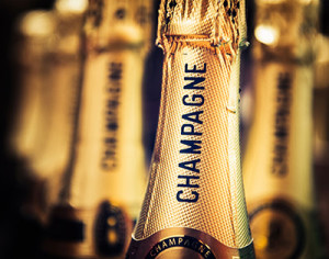 Bottle of Champagne, wine region in France